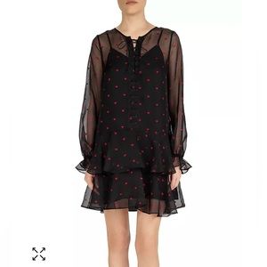 NWT The Kooples SHORT BLACK DRESS WITH LACING AND HEART MOTIF (Size S)